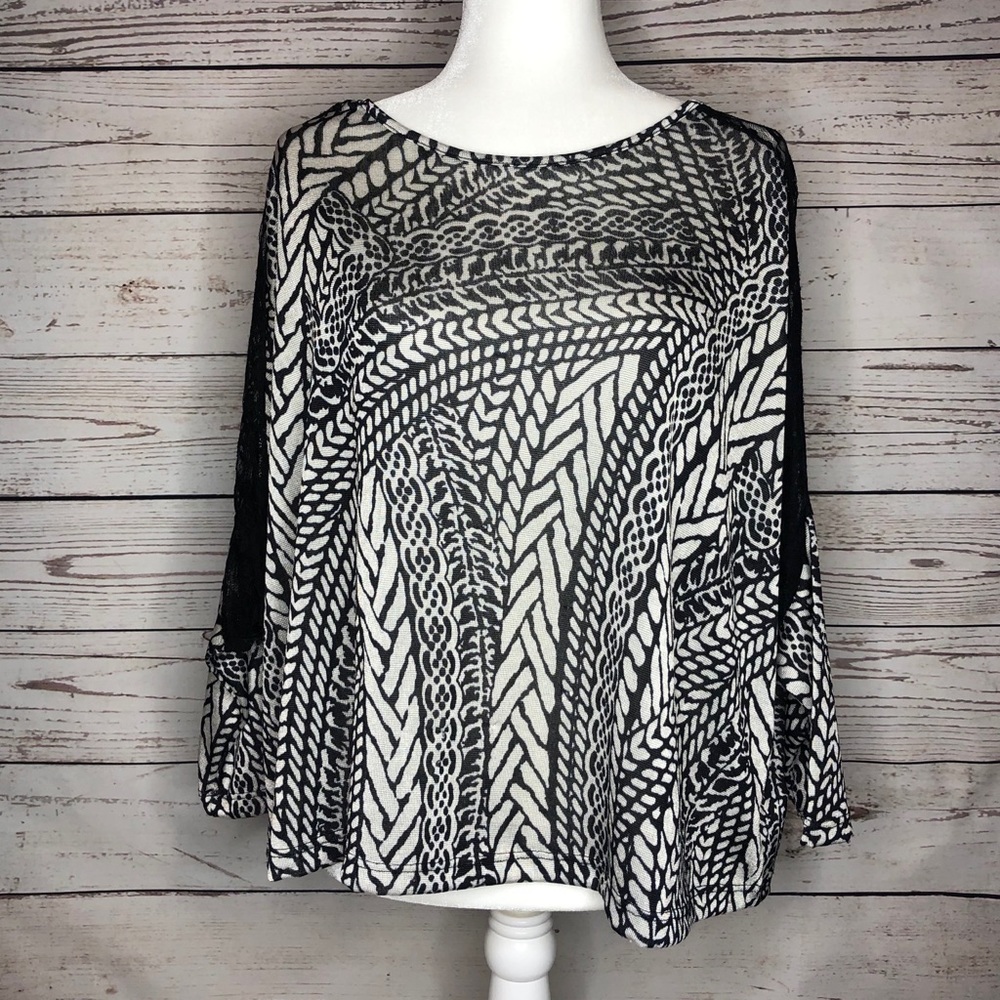 ❣️4 for $15❣️Charlotte Rouse Black & Whir Top | L